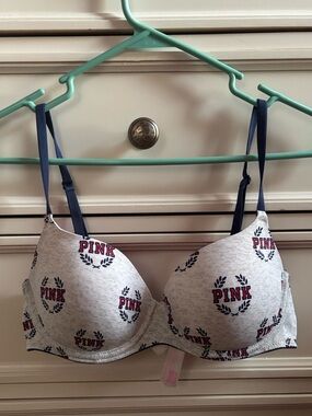 PINK Victoria's Secret Wear Everywhere Lightly Lined Bra 36B Gray Crest